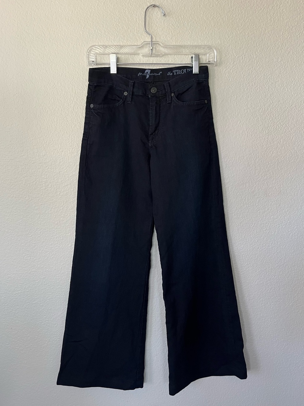 7 For All Mankind Wide Leg Trousers Low Rise Jeans in Navy Women's Size 24